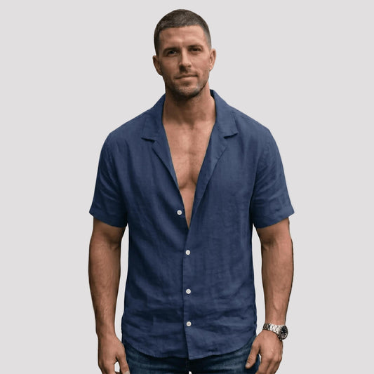 Men's Short-Sleeve Button-Down Shirt - Relaxed Fit-Rilvana