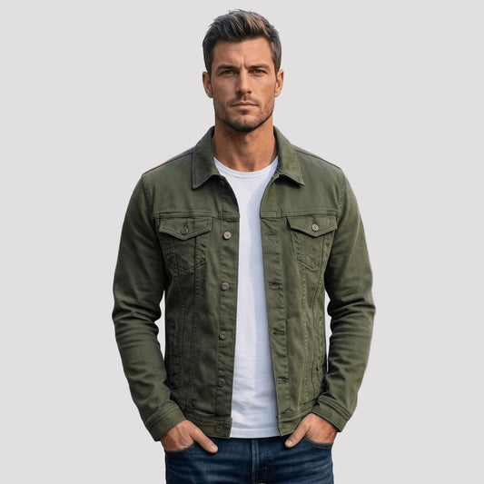 Men's Denim Jacket with Multiple Pockets-Rilvana