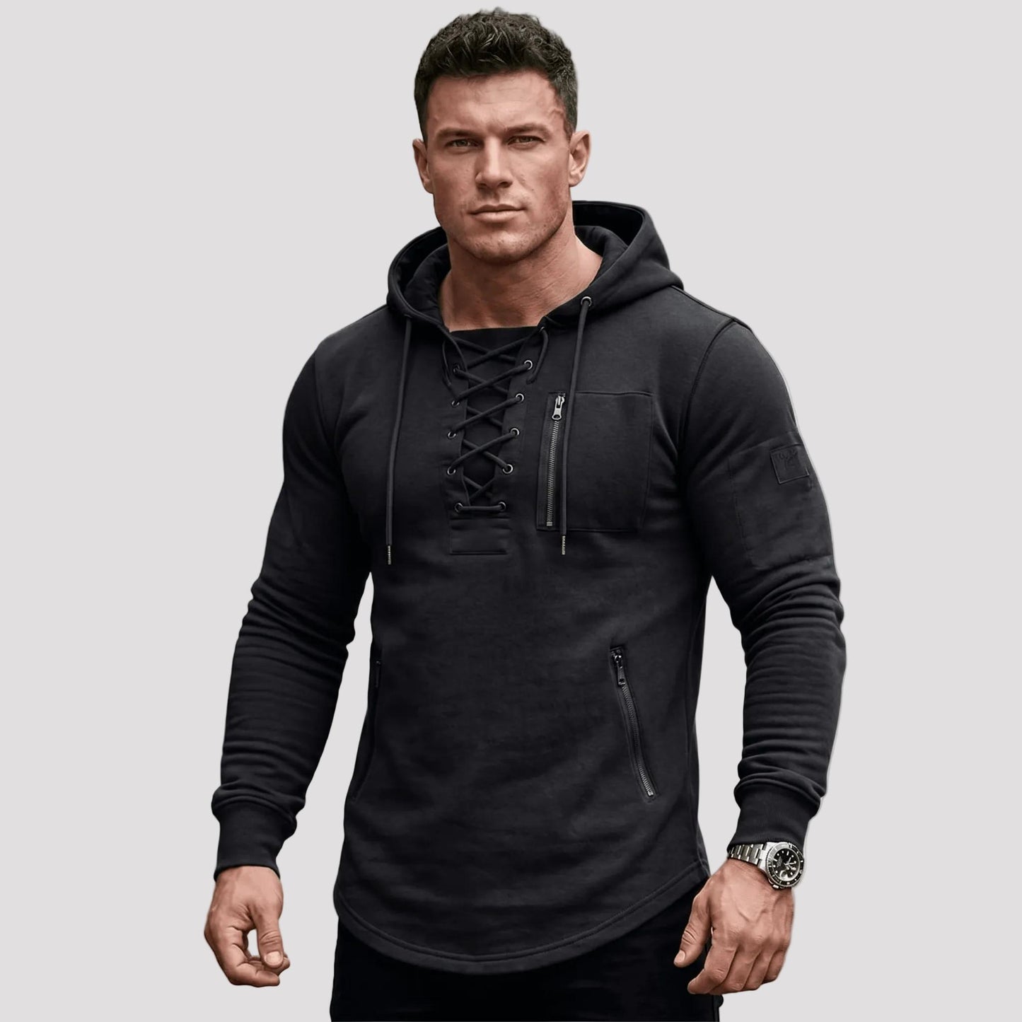 Men's Lace-Up Hoodie-Rilvana
