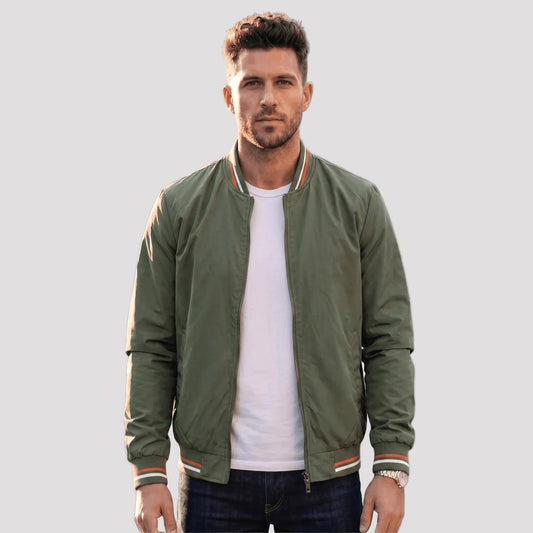 Men's Lightweight Cotton Bomber Jacket-Rilvana