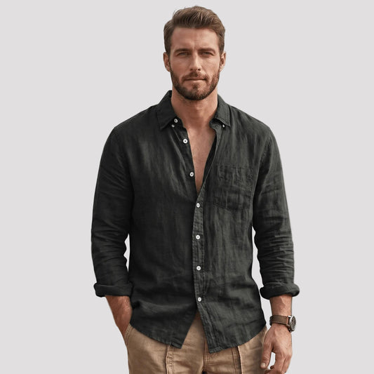 Men's Long Sleeve Linen Shirt-Rilvana