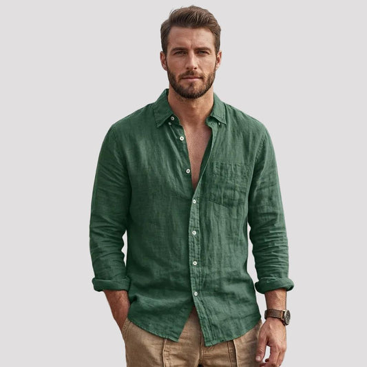 Men's Long Sleeve Linen Shirt-Rilvana