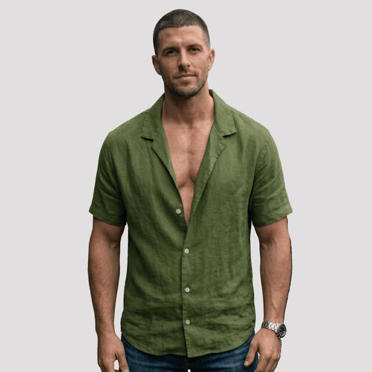 Men's Short-Sleeve Button-Down Shirt - Relaxed Fit-Rilvana