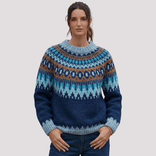 Women's Nordic Pattern Knitted Sweater-Rilvana