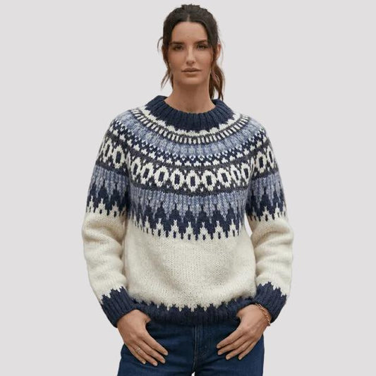 Women's Nordic Pattern Knitted Sweater-Rilvana