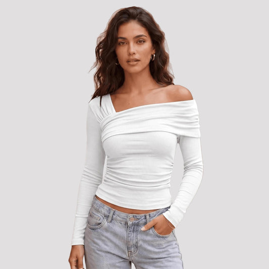 Women's Off-Shoulder Ribbed Knit Top-Rilvana