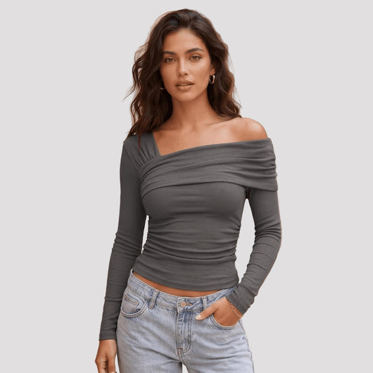 Women's Off-Shoulder Ribbed Knit Top-Rilvana