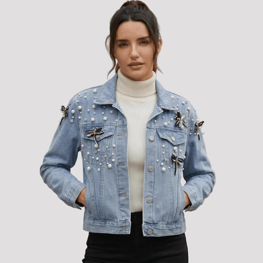 Women's Relaxed Fit Denim Jacket-Rilvana